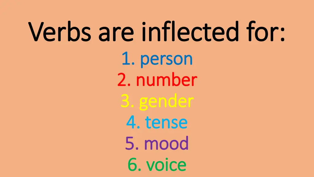 verbs are inflected for verbs are inflected