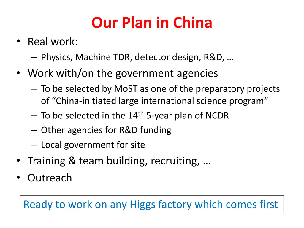 our plan in china