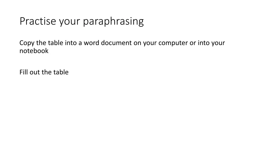 practise your paraphrasing