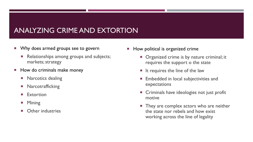 analyzing crime and extortion