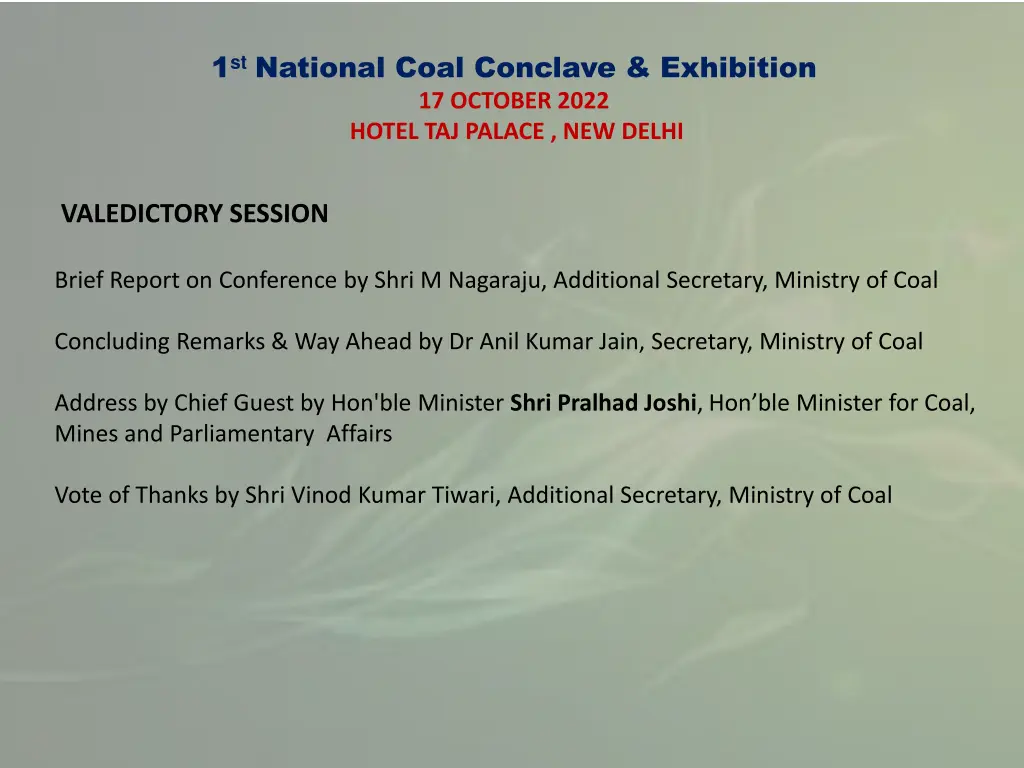 1 st national coal conclave exhibition 17 october 1