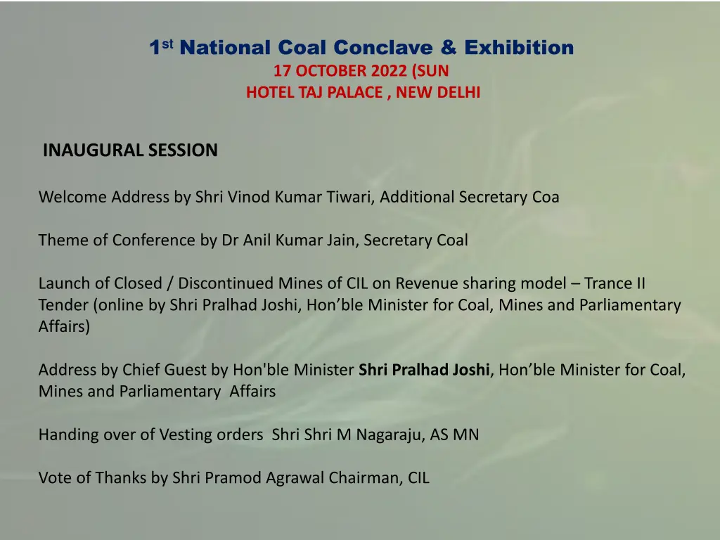 1 st national coal conclave exhibition 17 october