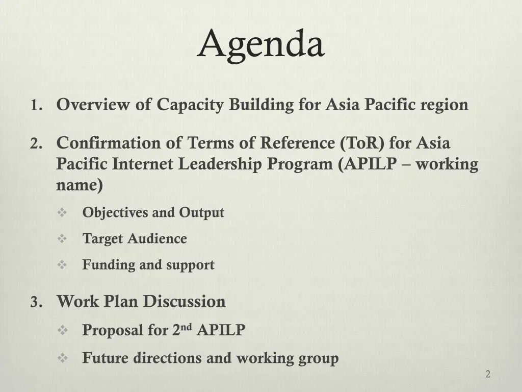 agenda