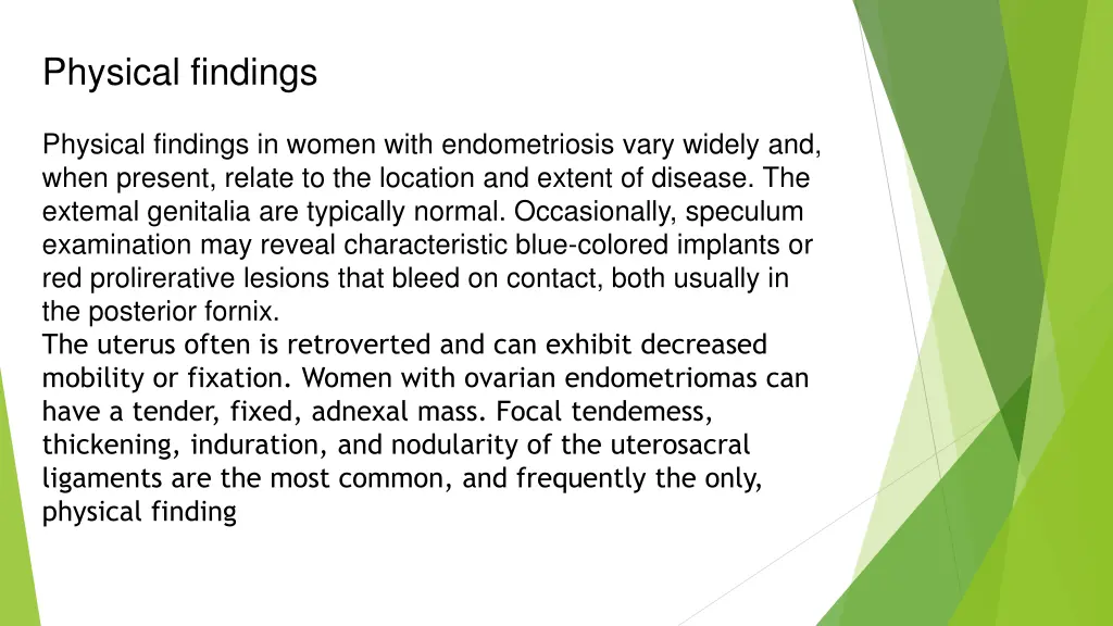 physical findings