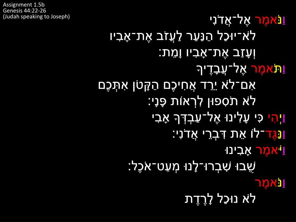 assignment 1 5b genesis 44 22 26 judah speaking 1
