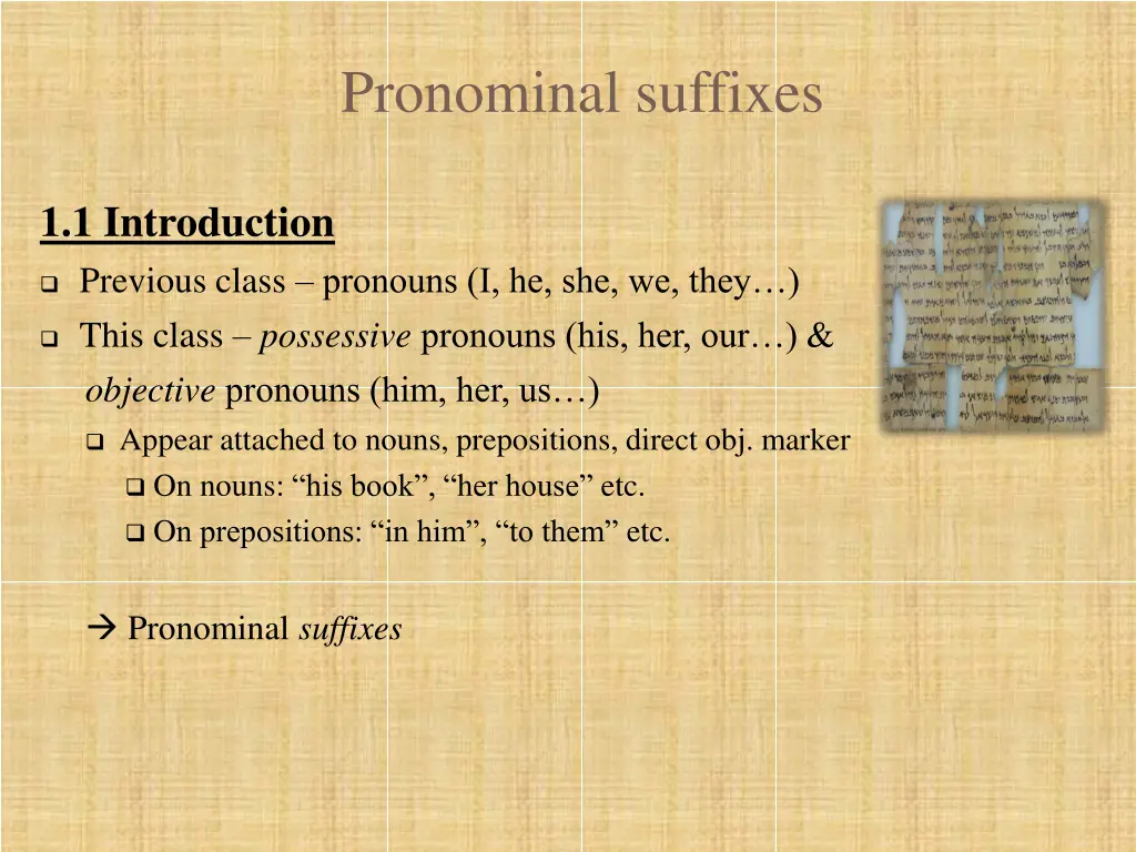 pronominal suffixes