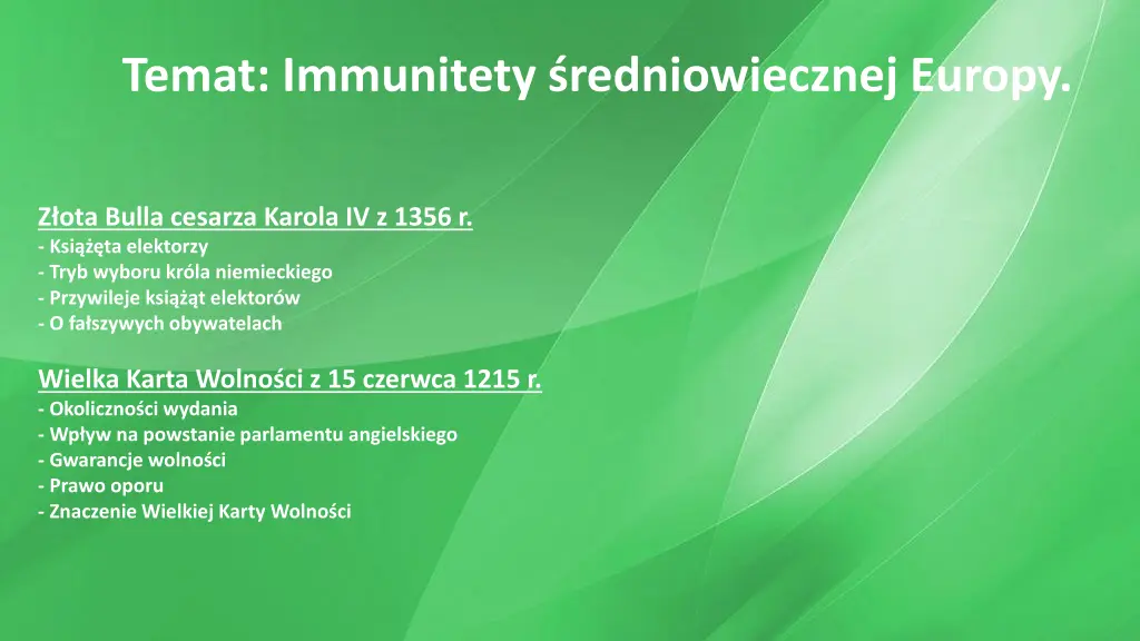 temat immunitety redniowiecznej europy
