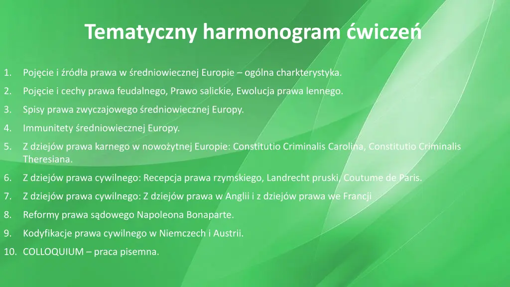 tematyczny harmonogram wicze
