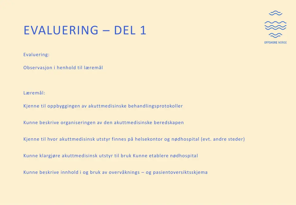 evaluering del 1