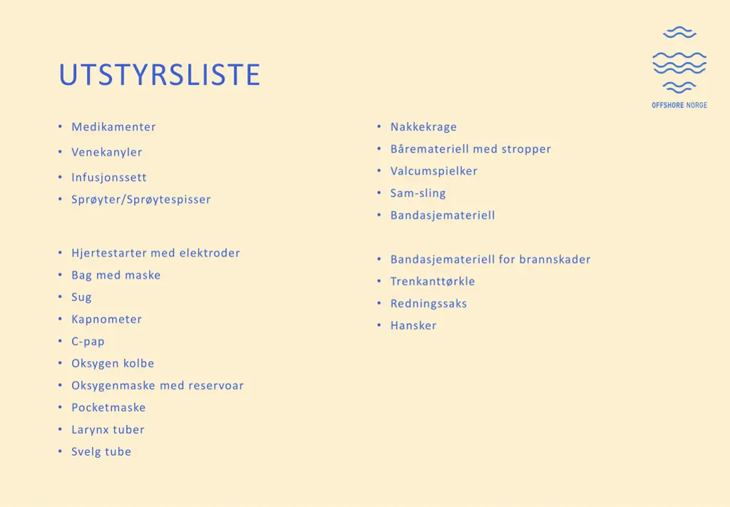 utstyrsliste