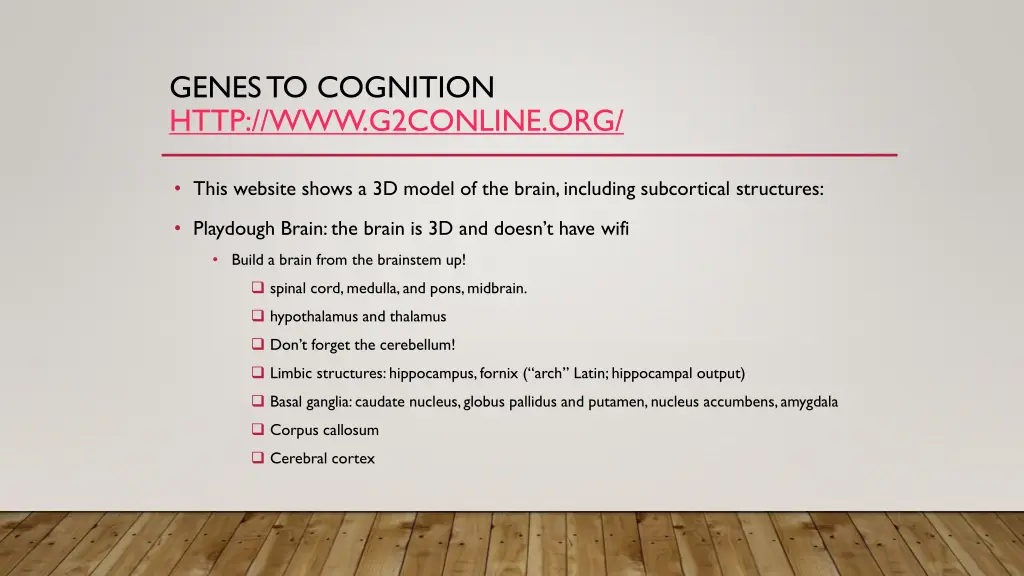 genes to cognition http www g2conline org