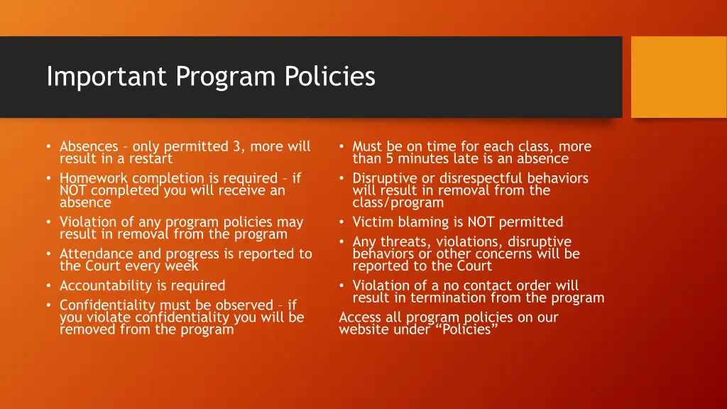 important program policies