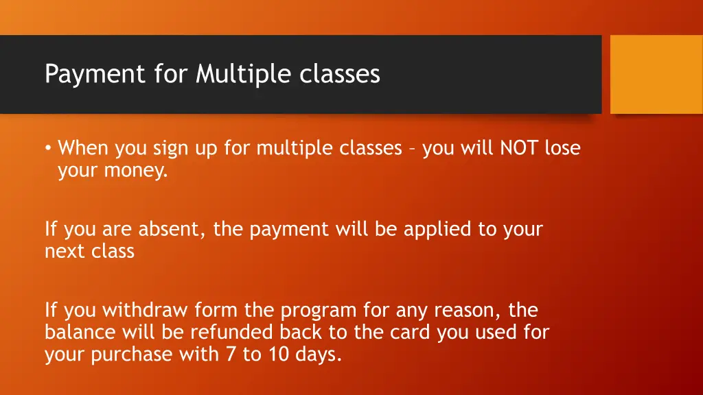 payment for multiple classes