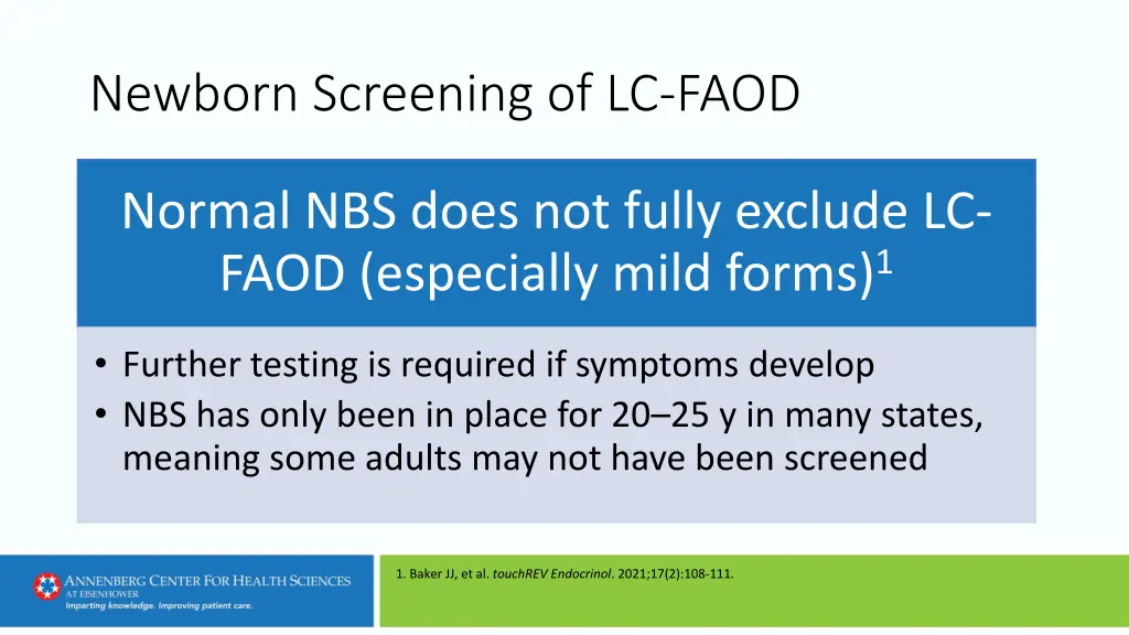 newborn screening of lc faod 1