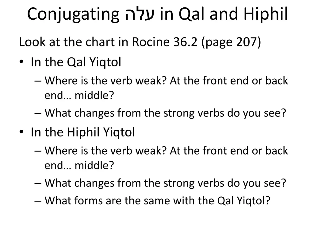 conjugating in qal and hiphil 1