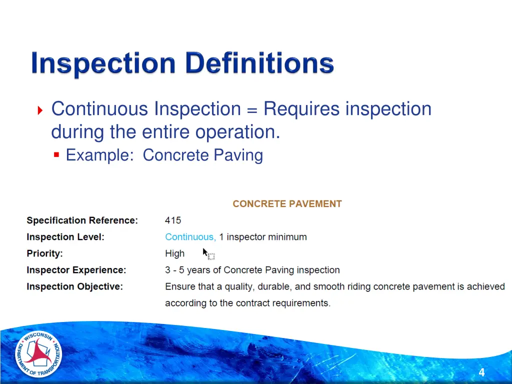 continuous inspection requires inspection during