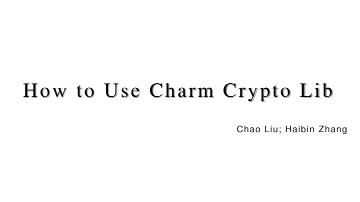 how to use charm crypto lib