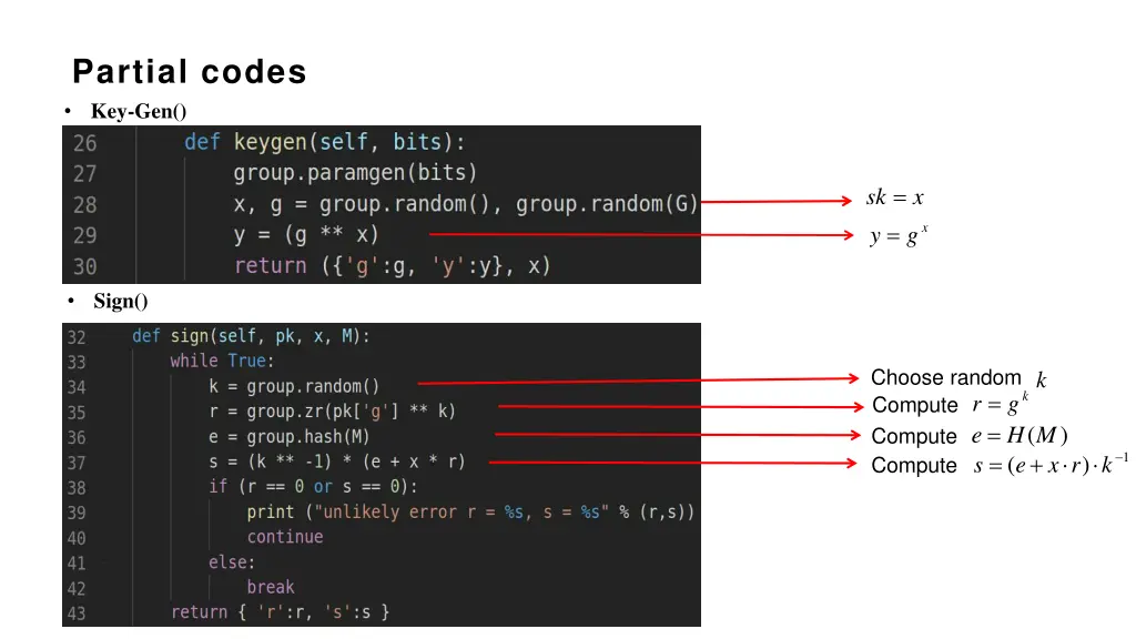 partial codes key gen