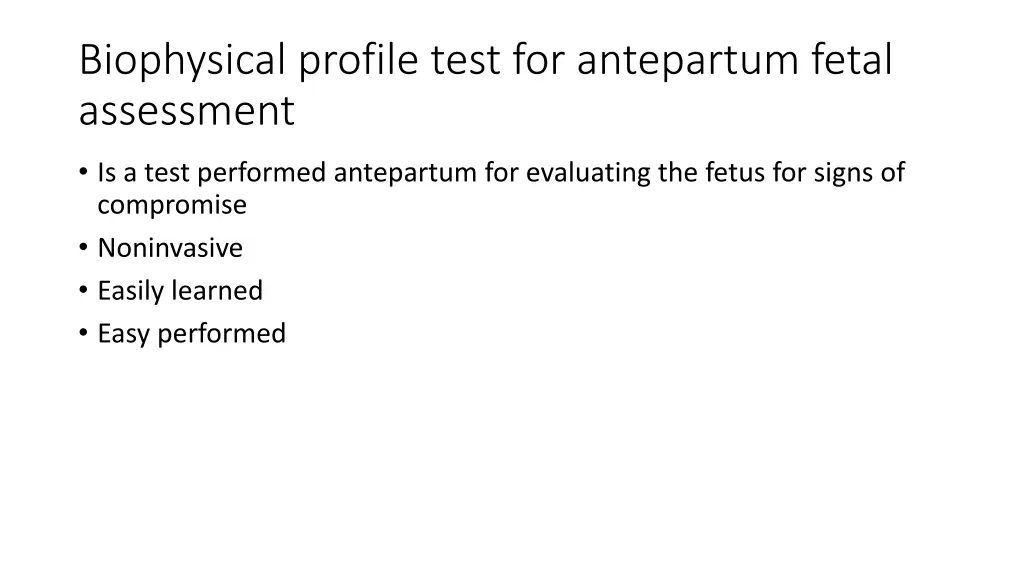 biophysical profile test for antepartum fetal