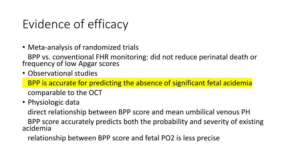 evidence of efficacy