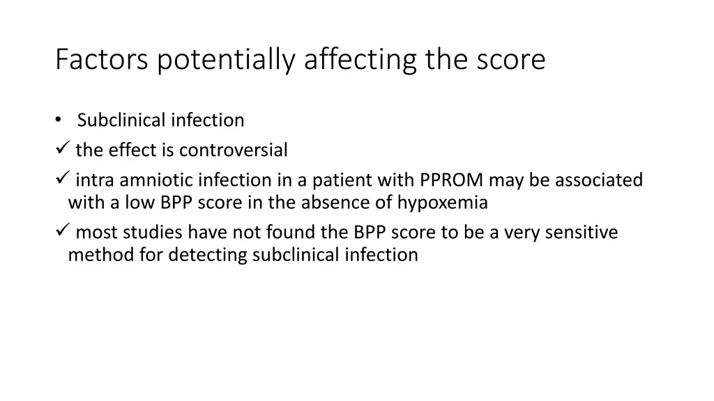 factors potentially affecting the score 1