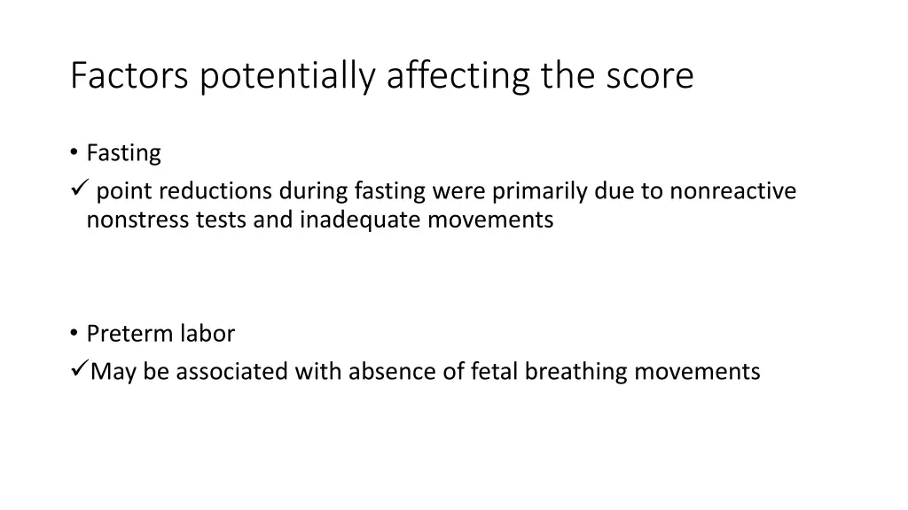 factors potentially affecting the score 2