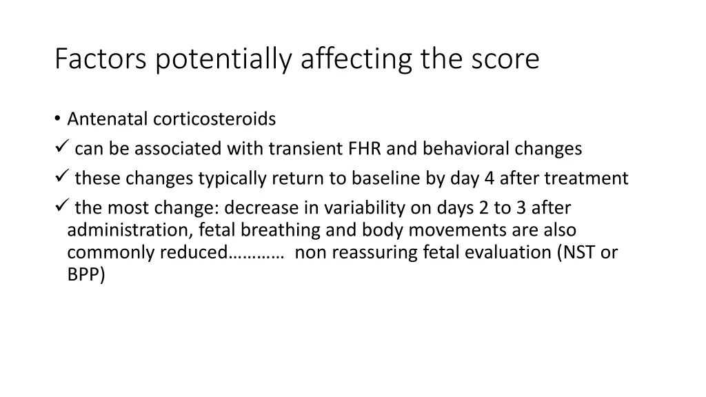 factors potentially affecting the score
