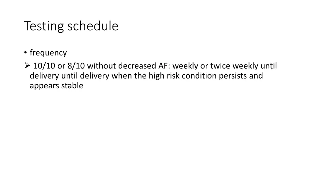 testing schedule 1