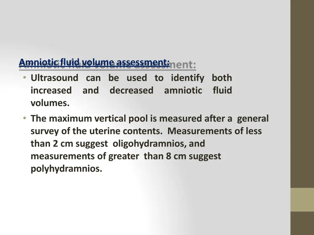 amniotic fluid volume assessment ultrasound
