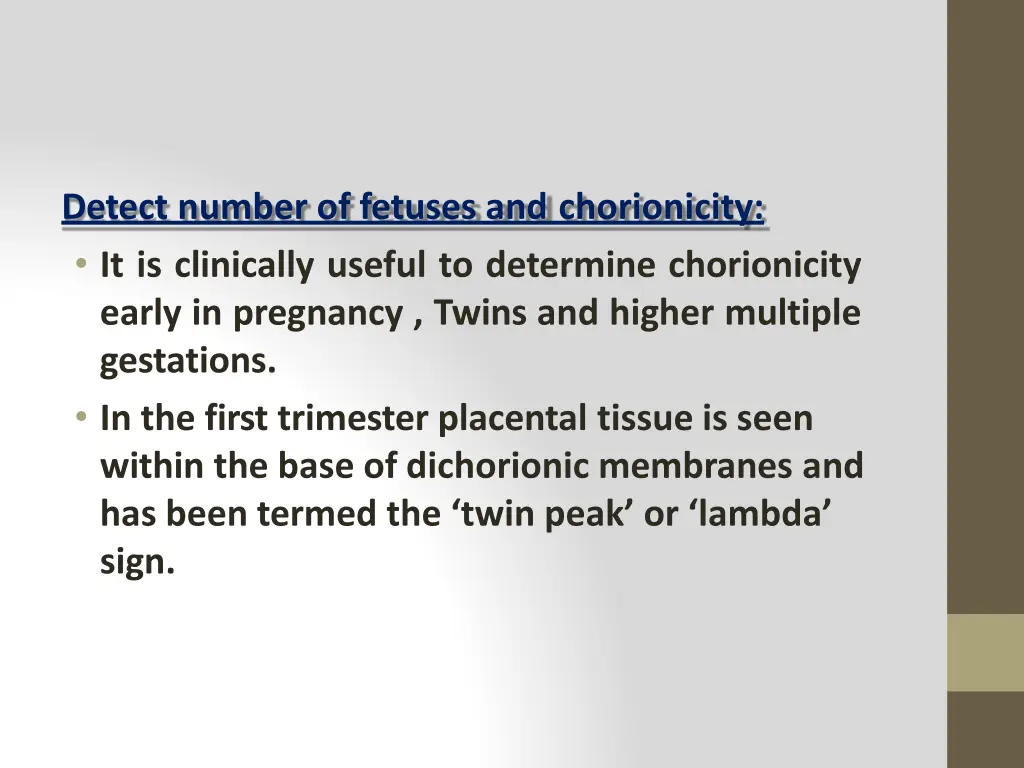 detect number of fetuses and chorionicity