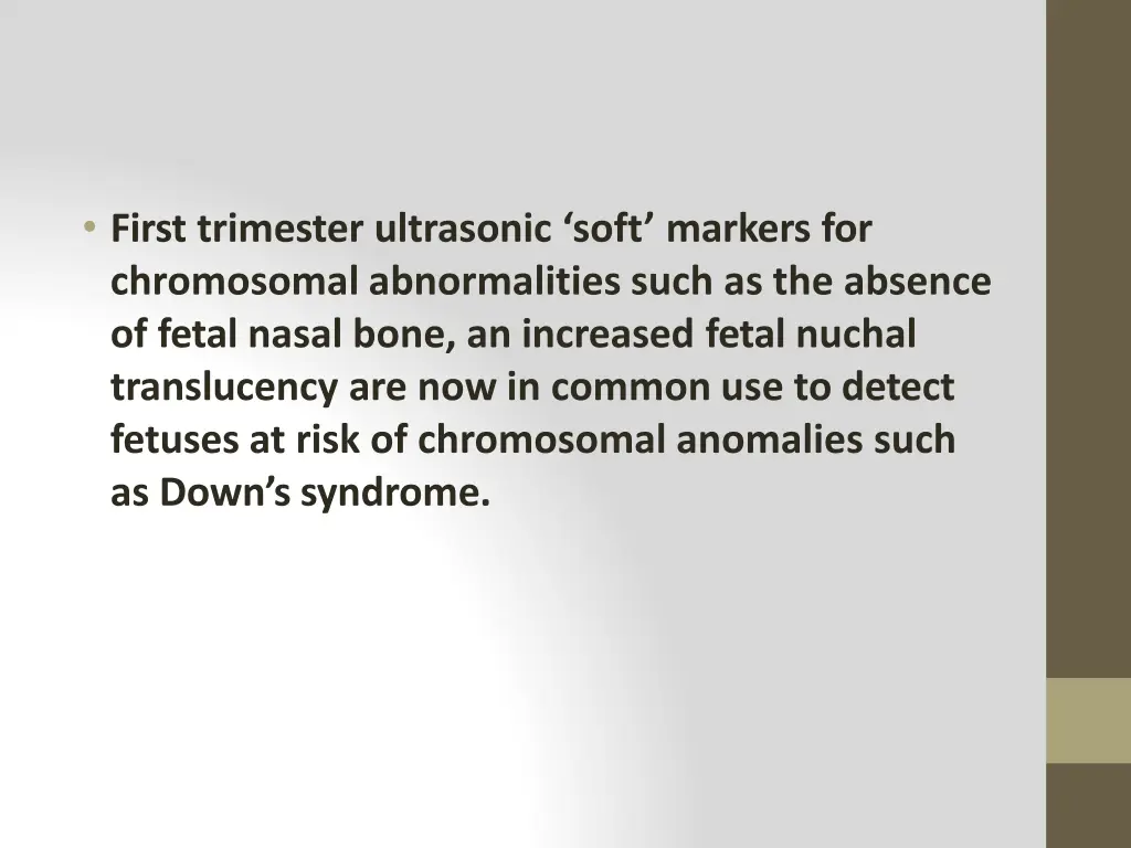 first trimester ultrasonic soft markers