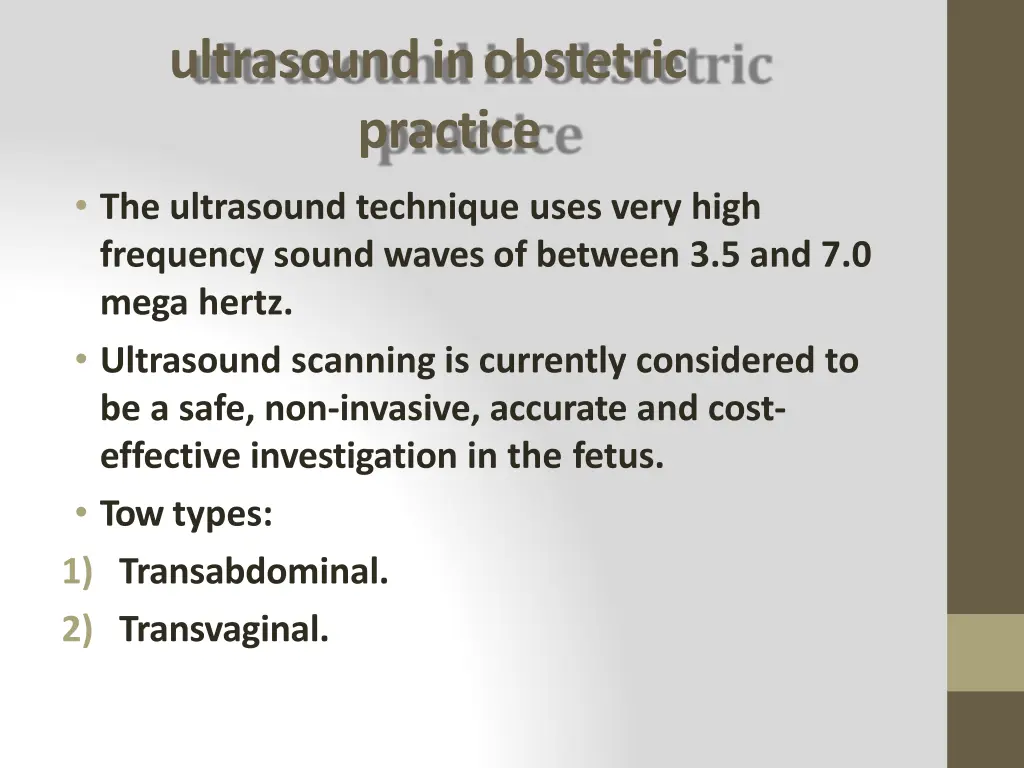 ultrasound in obstetric practice