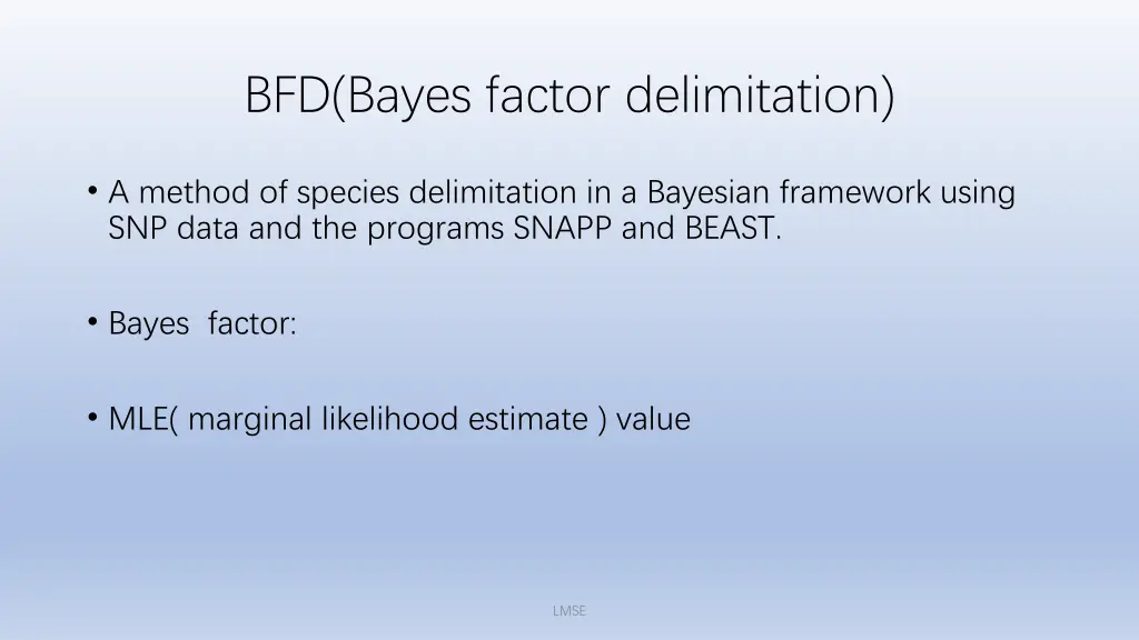 bfd bayes factor delimitation