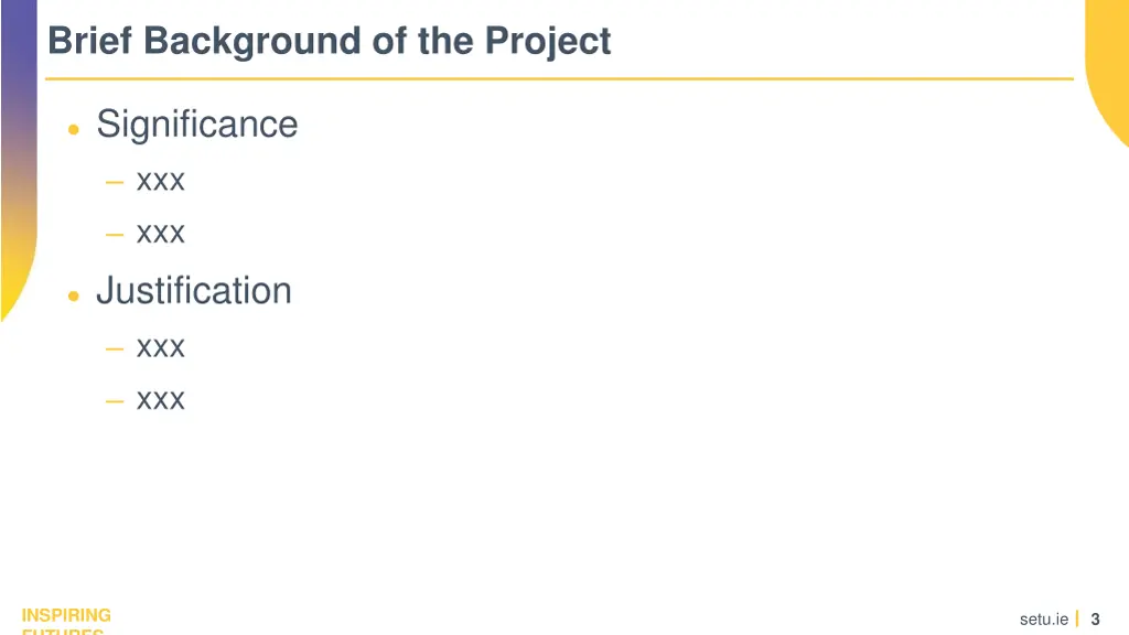 brief background of the project