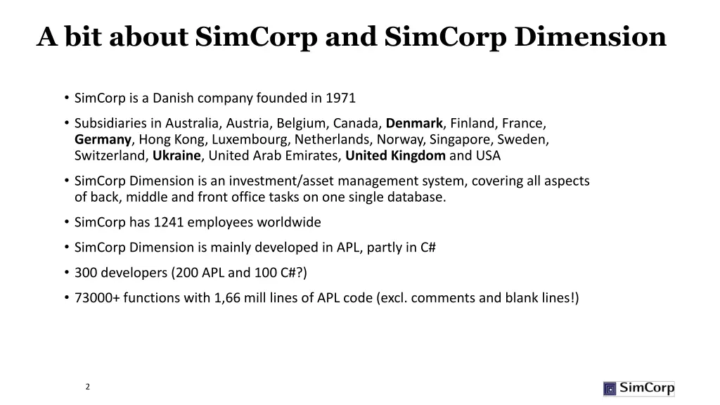 a bit about simcorp and simcorp dimension