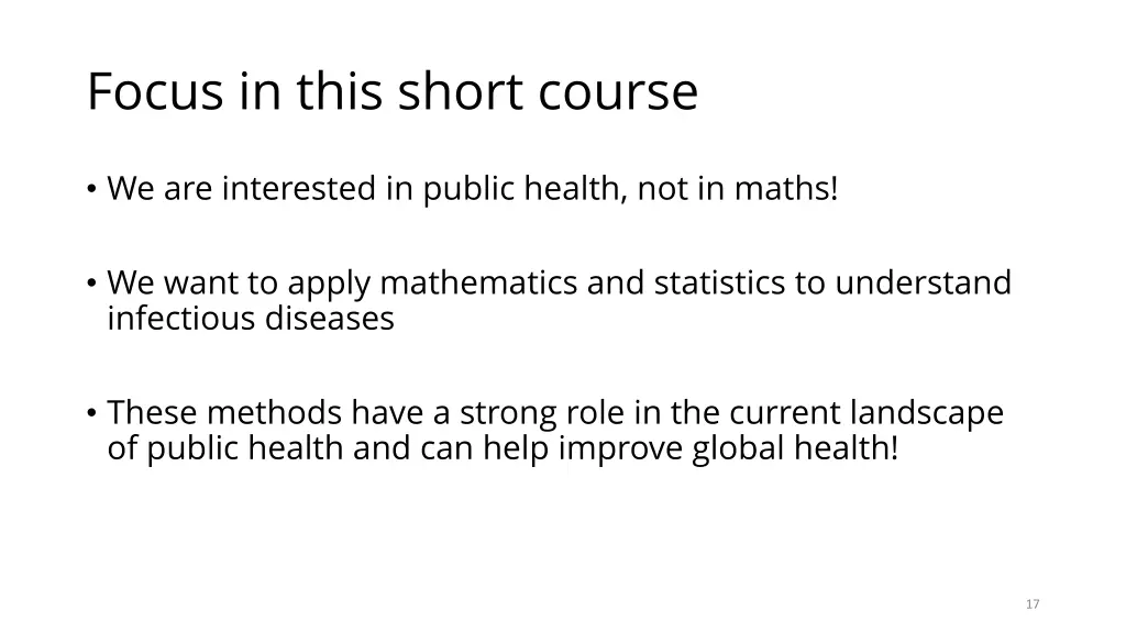 focus in this short course