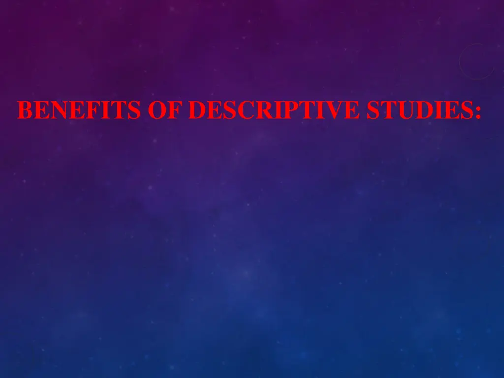 benefits of descriptive studies