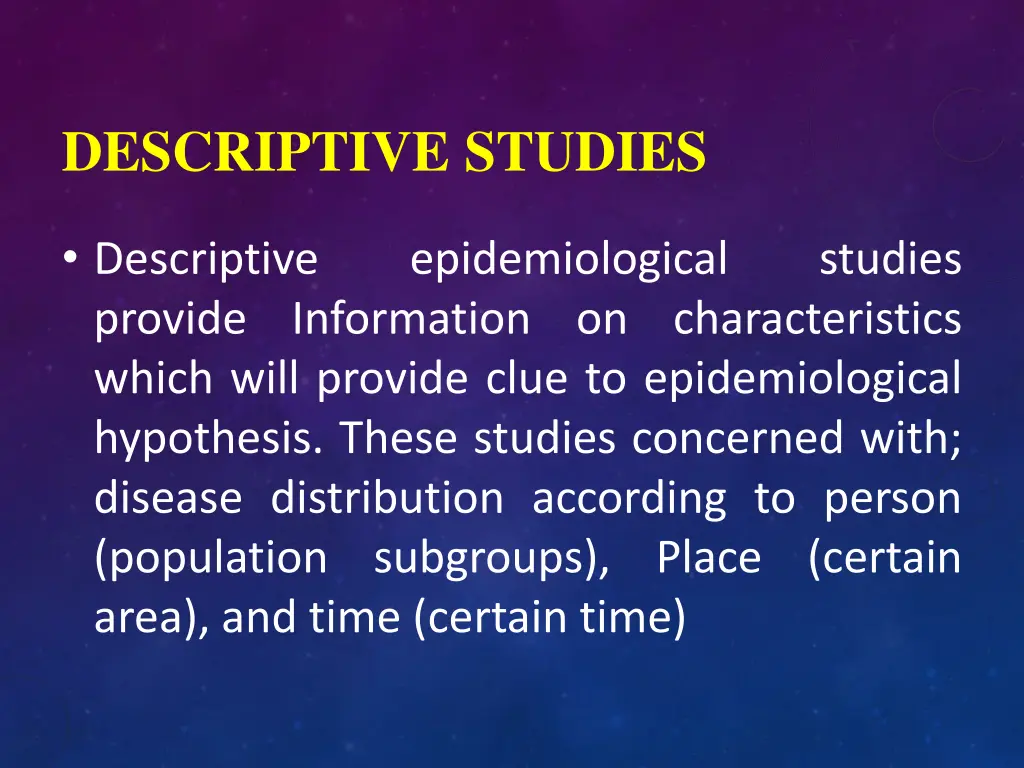 descriptive studies