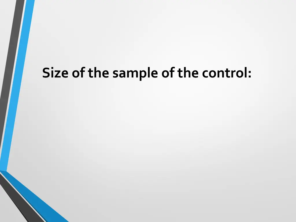 size of the sample of the control