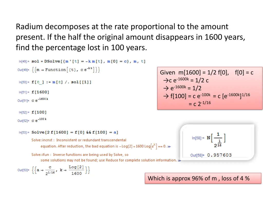 radium decomposes at the rate proportional