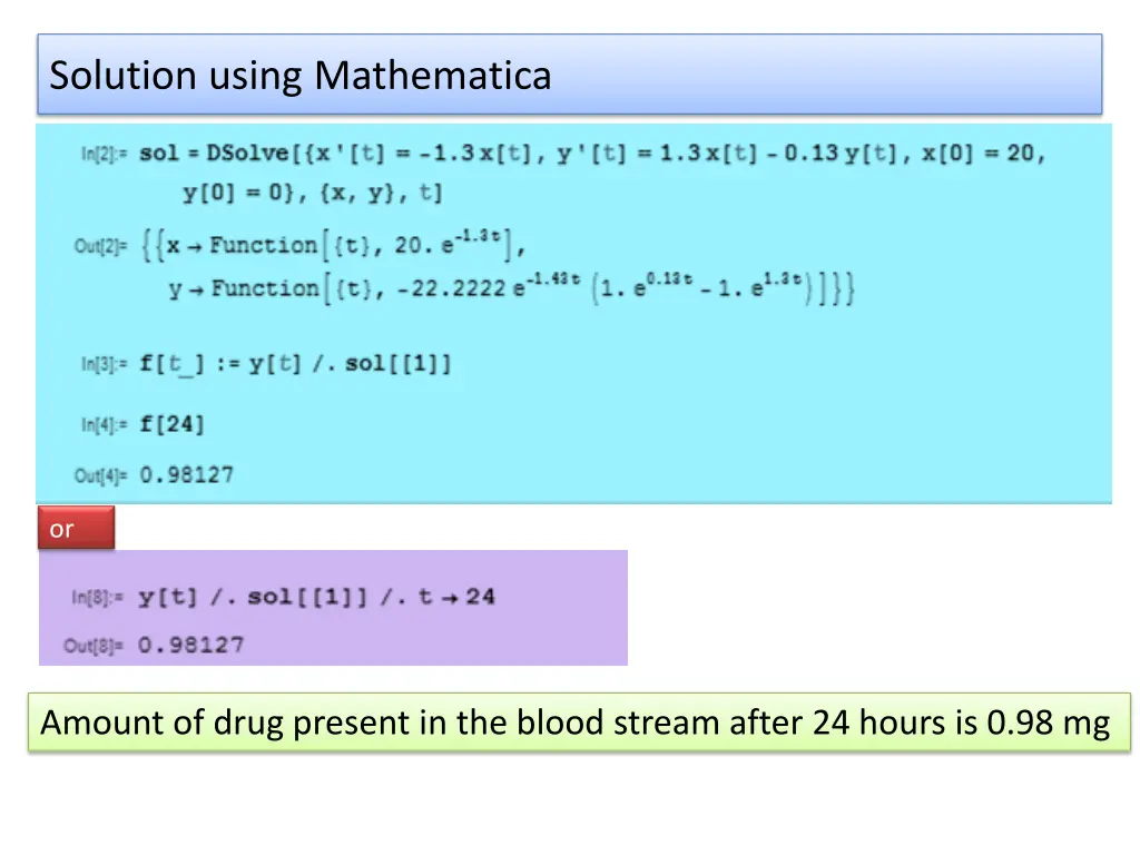 solution using mathematica