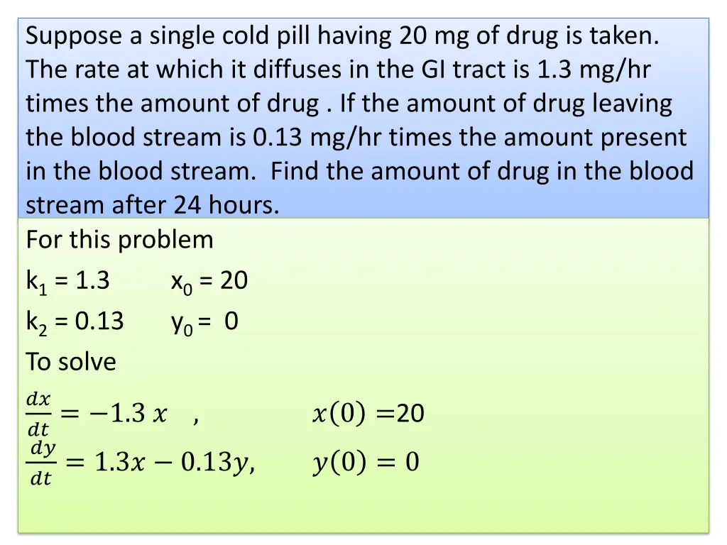 suppose a single cold pill having 20 mg of drug