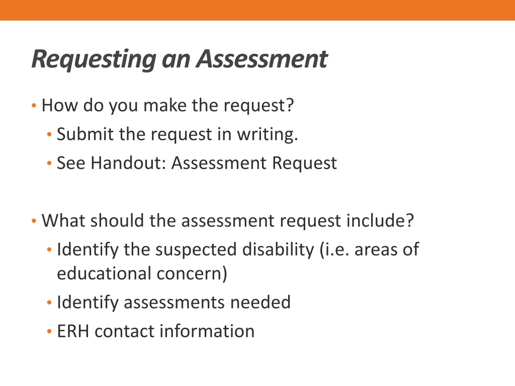 requesting an assessment 1