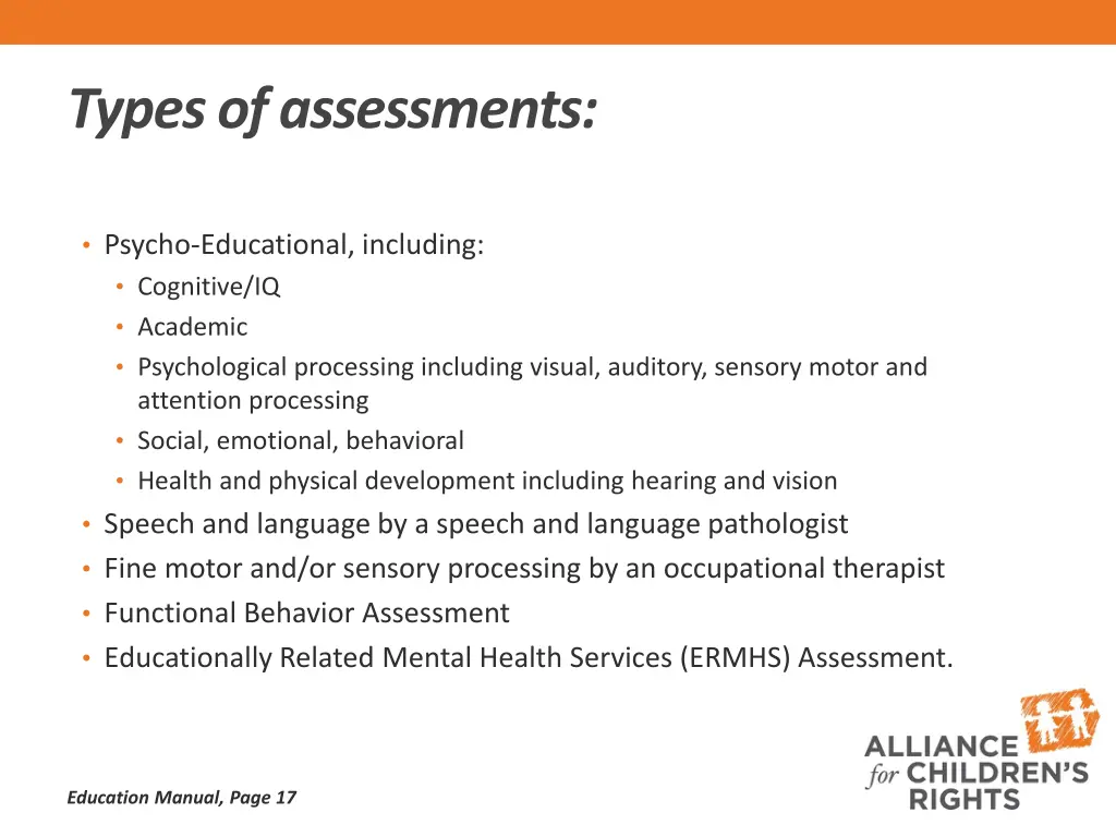 types of assessments