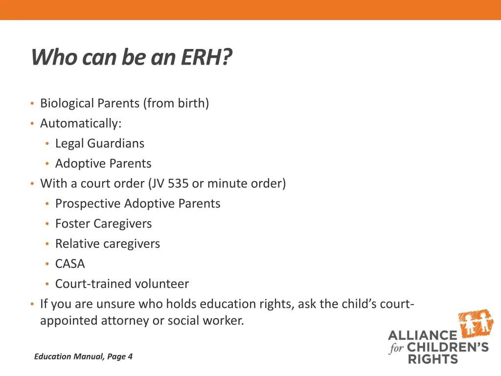 who can be an erh
