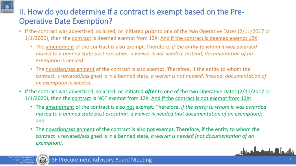 ii how do you determine if a contract is exempt 1