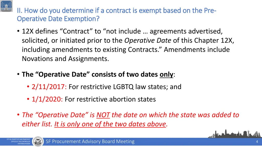 ii how do you determine if a contract is exempt