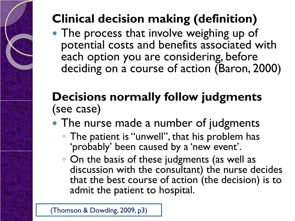 clinical decision making definition the process