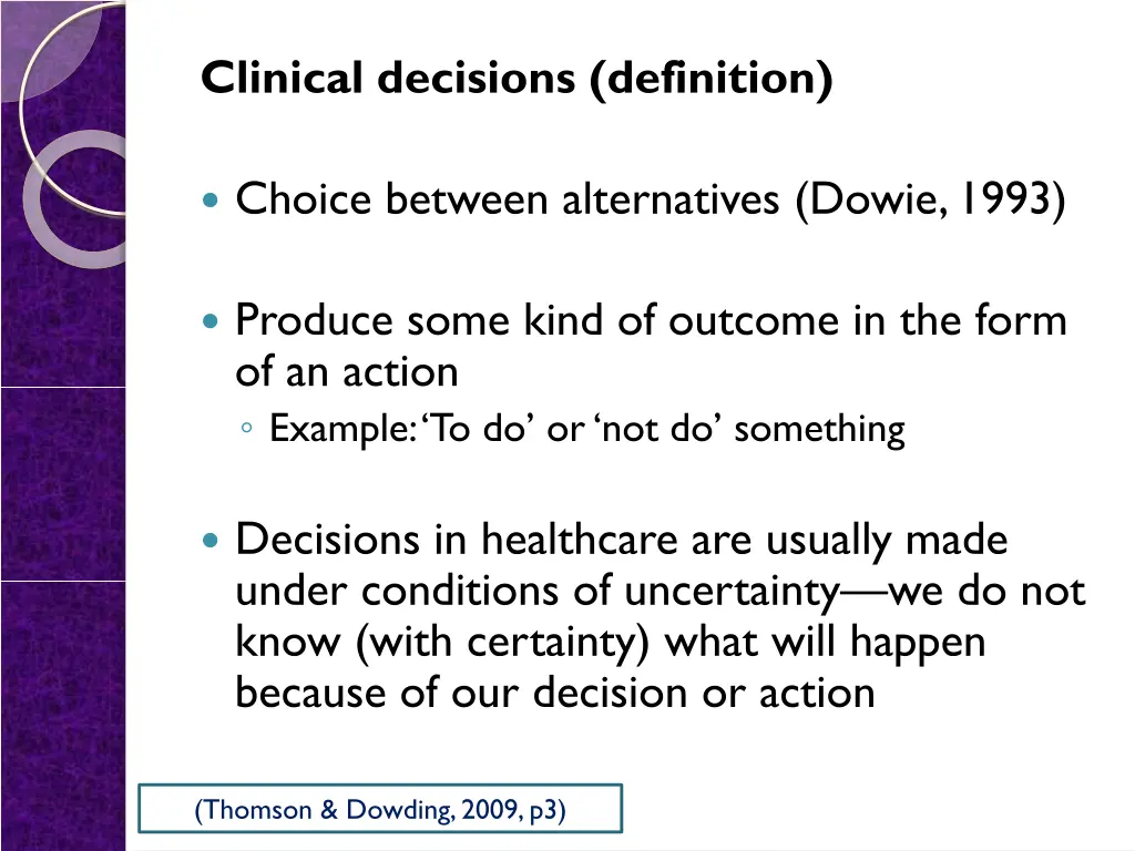 clinical decisions definition