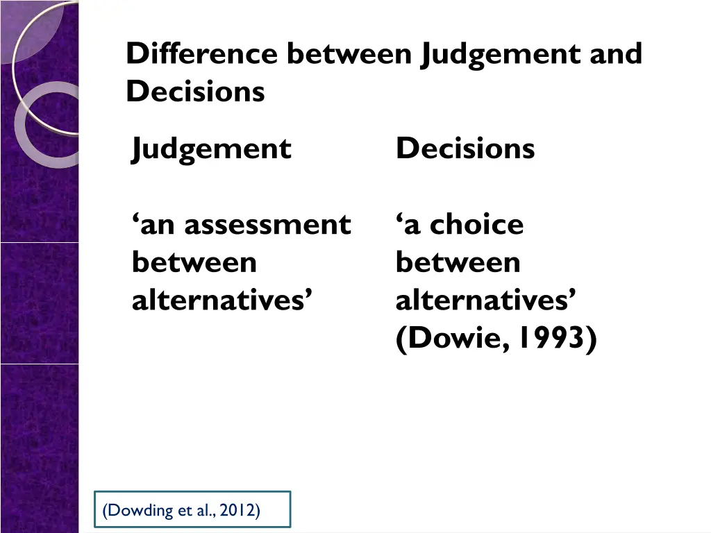 difference between judgement and decisions